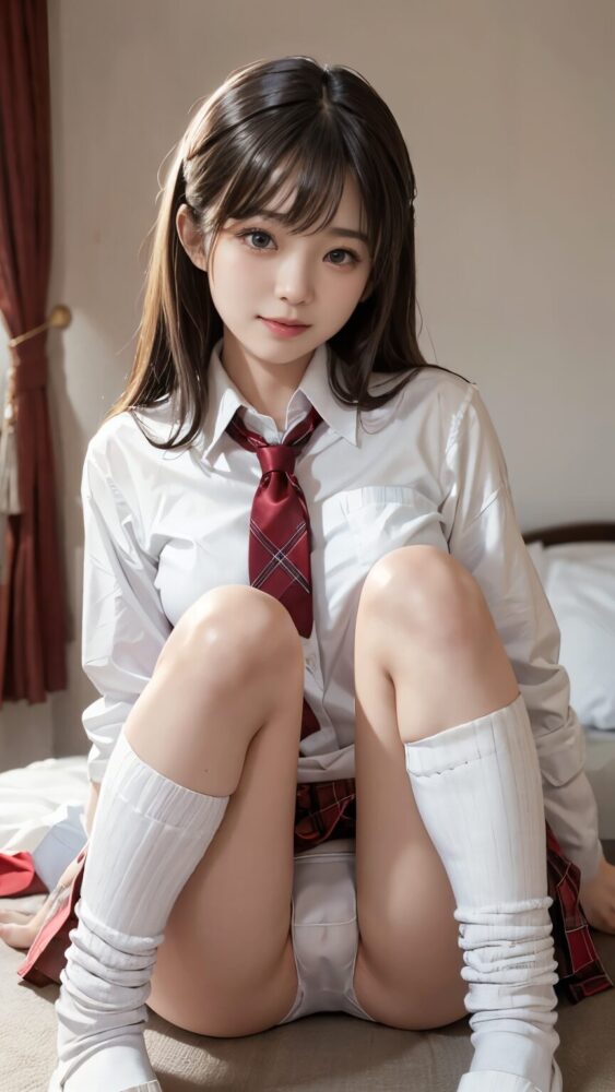 女子中学生ジュニアアイドルの制服M字開脚パンチラ