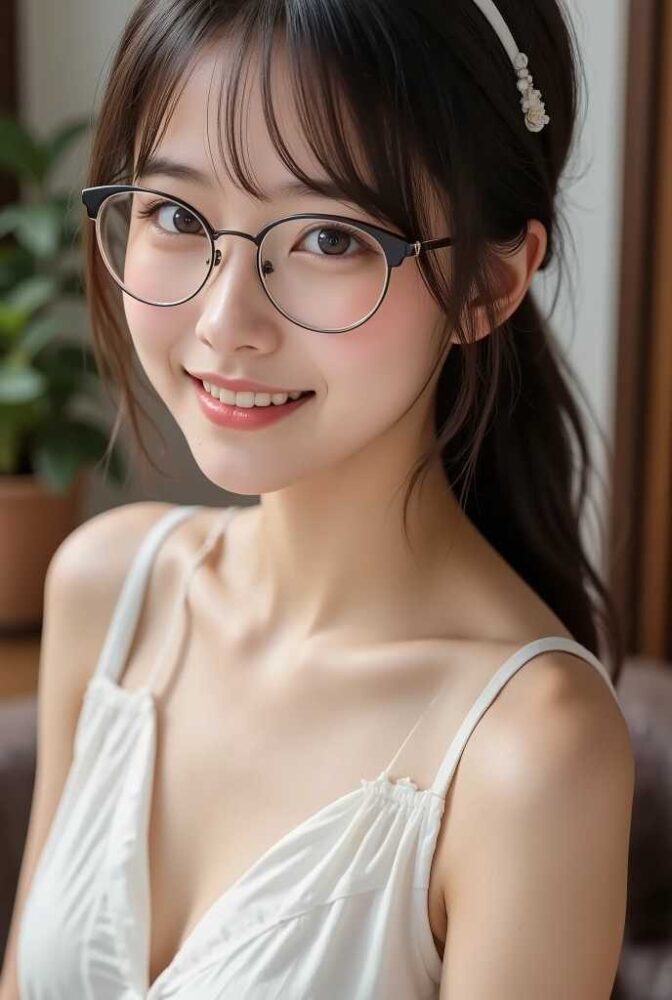 メガネをかけたクールビューティJKジュニアアイドル