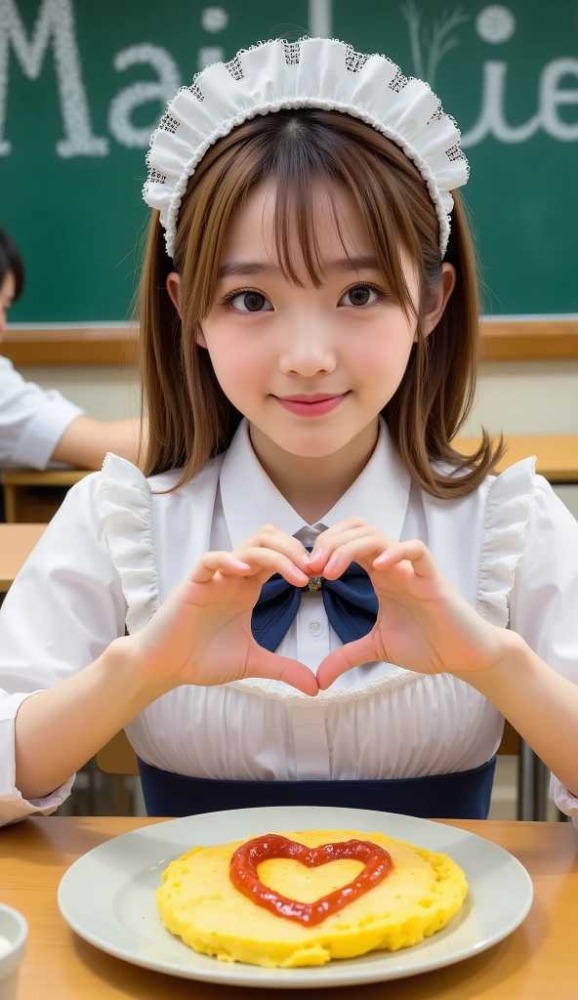 メイド服を着た女子中学生ジュニアアイドル