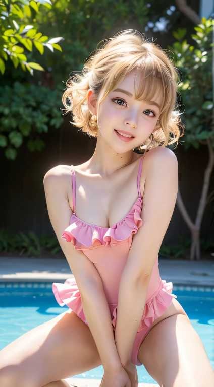 金髪女子小学生ジュニアアイドルのビキニグラビア