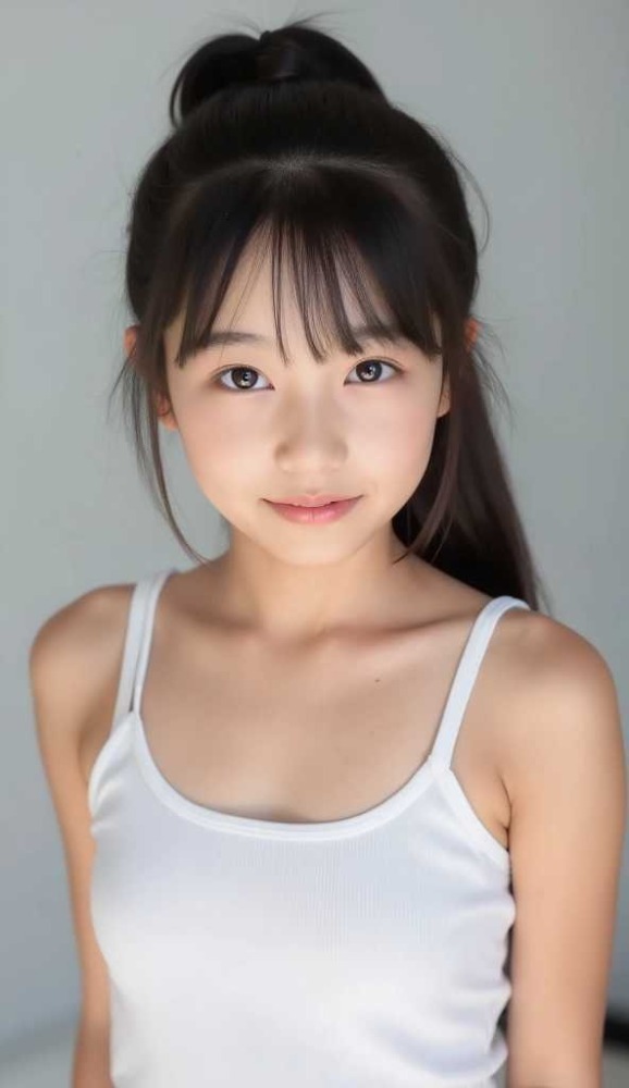 白いキャミソールを着た女子小学生ジュニアアイドル